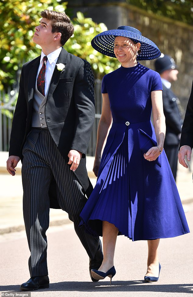 Lady Sarah Chatto walks to St George's Chapel, Windsor to see her Godson, Prince harry marry Meghan Markle in 2018