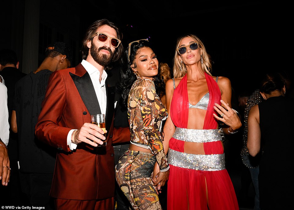 Leonardo Del Vecchio, Teyana Taylor and Jessica Serfaty Michel beamed for the camera at Richie's party