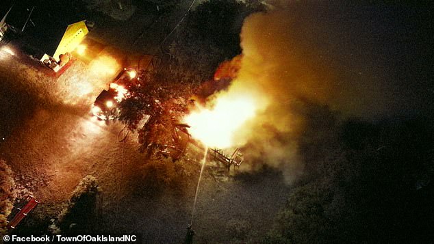 Meanwhile, fires triggered by lightning strikes broke out at a home on Oak Island in North Carolina