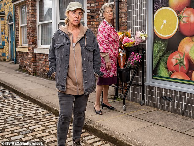 The actress and singer made her debut as Cassie, mother of established character Tyrone Dobbs, in June 2023 (pictured with mother Evelyn Plummer, played by Maureen Lipman)