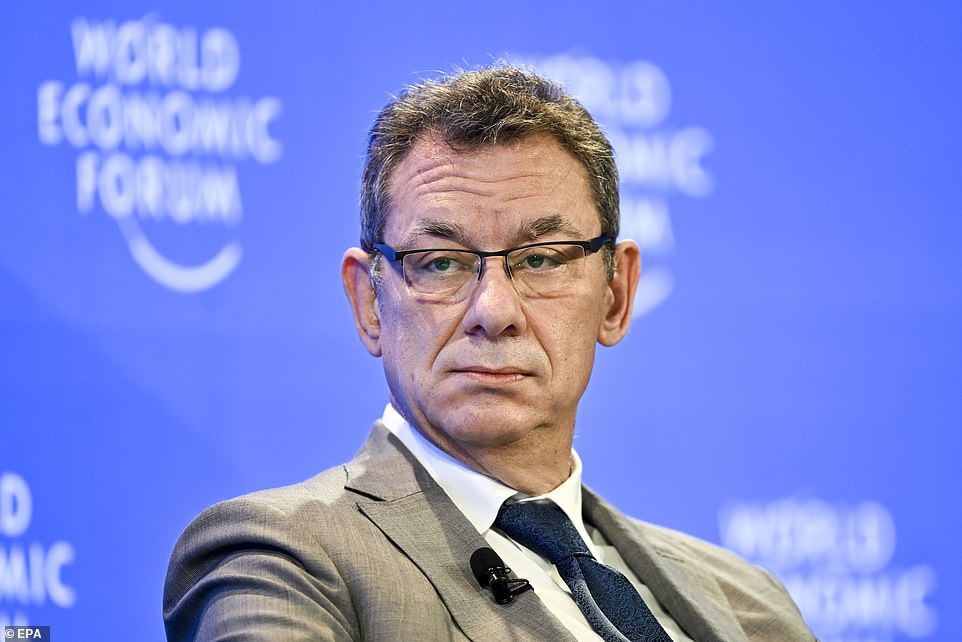 One third of the worst performing companies in the WSJ's analysis were healthcare companies with Pfizer admitting that bonuses were not paid to executives after financial goals were not met. The pharmaceutical giant's CEO Albert Bourla (pictured) received $17.5 million in equity as gratitude for loyalty and to help to focus on long term targets, the company said.