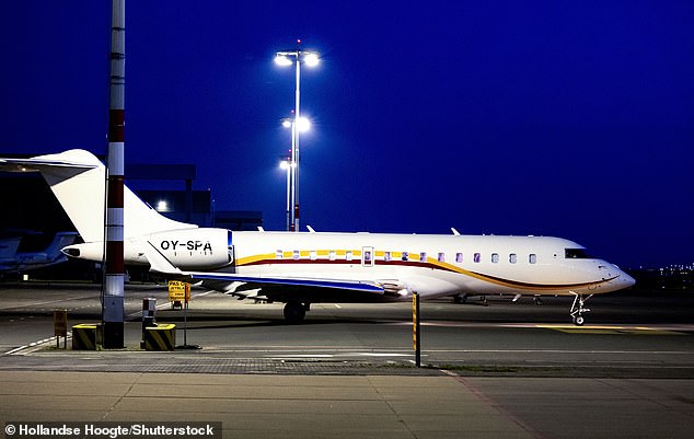 A private plane, believed to belong to Nicki Minaj, departs from Schiphol East airport after the rapper was released by police