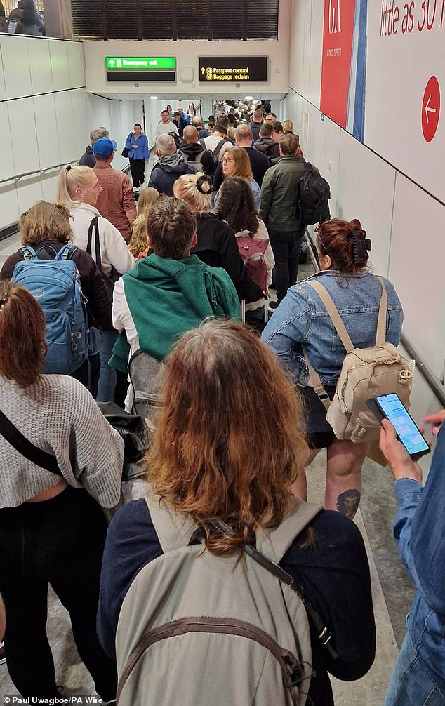 May 7 -- Big queues at London Gatwick Airport during to a problem with Border Force e-gates