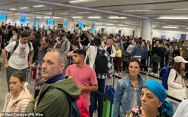 May 7 -- Huge queues at Gatwick Airport during to a UK-wide issue with Border Force e-gates