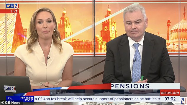 Eamonn (pictured with GB News co-host Isabel Webster) broke his silence on his separation from Ruth on Tuesday morning