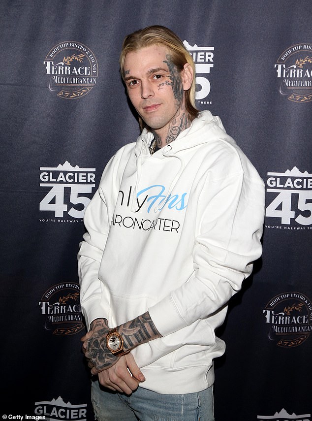 Another bombshell that was unearthed in Fallen Idols, was that Aaron Carter believed his family were involved in the wave of online bullying that took over his life (pictured in February 2022)