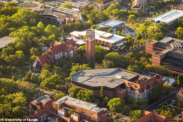 The Gainesville campus of the University of Florida is seen from above