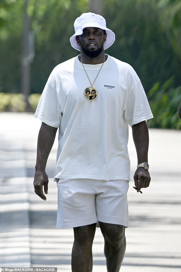 Sean 'Diddy' Combs, 54, was pictured smoking a cigarette in his native Miami after breaking his silence after shocking video of him beating up his former girlfriend Cassie Ventura surfaced this week