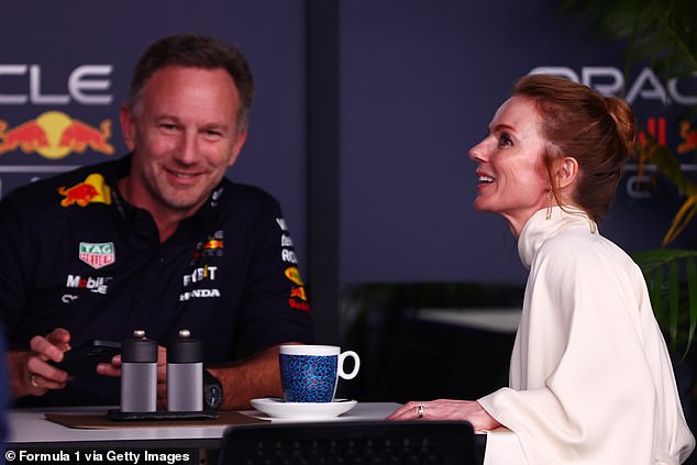 The woman, in her 40s, went to HR at the Formula 1 team after she received the messages from Horner (pictured with his wife) often late at night