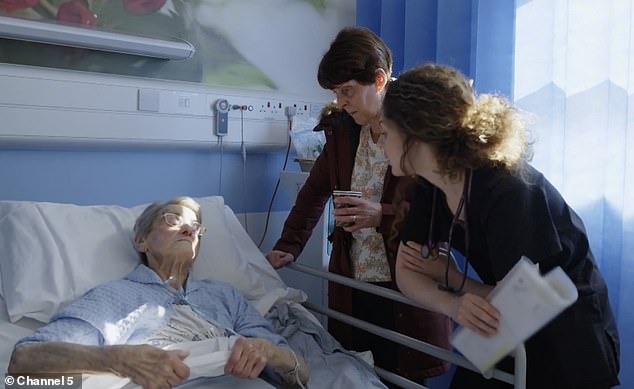 In a heart wrenching scene, 90-year-old Hazel (pictured left) who has suffered a fall, gets to watch her granddaughter (right) thriving in her hospital job, less than a month before she passes away