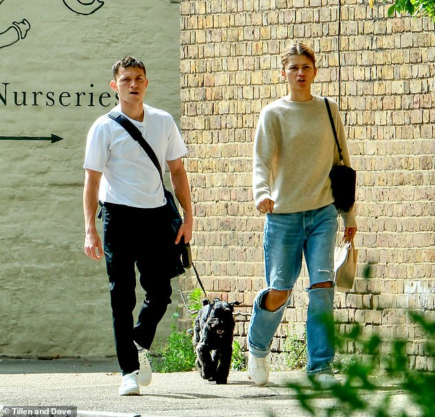 Zendaya and Tom Holland were spotted on a dog walk around London's leafy Richmond as he enjoyed some downtime in between Romeo & Juliet performances