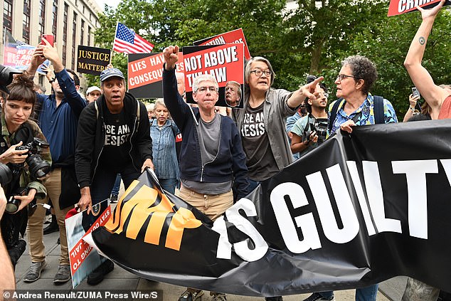 Trump opponents celebrated the result outside the courthouse