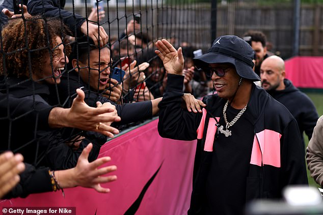 Ronaldinho took part in a rowdy event at one of the pitches at the venue in Shepherd's Bush