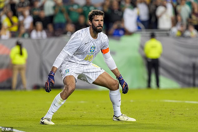 Alisson wore the number 110 shirt for Brazil during Saturday's friendly win over Mexico