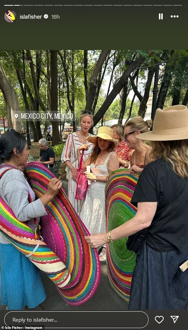 Isla also shared snaps of the group exploring Mexico. Dressed in a stylish white maxidress with a broderie anglaise skirt, she and Naomi were spotted admiring the local wares