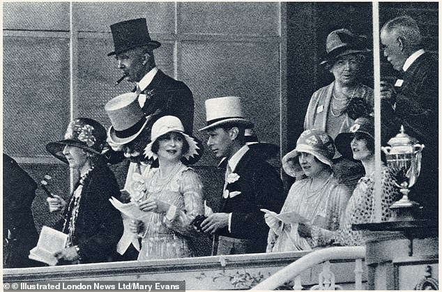 The royal party at Ascot in 1929. The Duke of York, seen talking to the Marchioness of Anglesey and the Duchess of York , next to Lady Mary Lygon in 1929