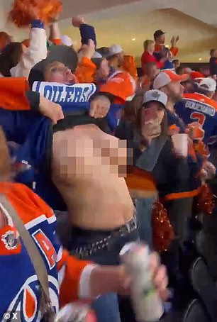 'Kate' put her breast on display during the team's NHL Conference Finals Game 5 win against the Dallas Stars on May 31