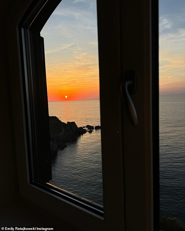 There was also a view of the sunset on the coast of Italy from her hotel room