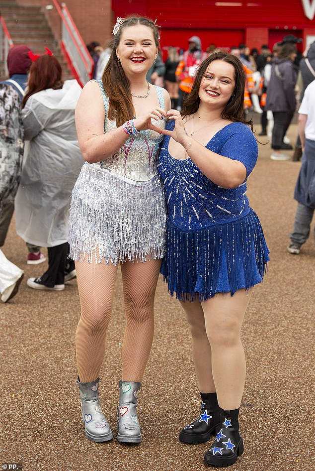 Taylor Swift fans Phoebe Mcqueen and Tabby Dickson outside Anfield