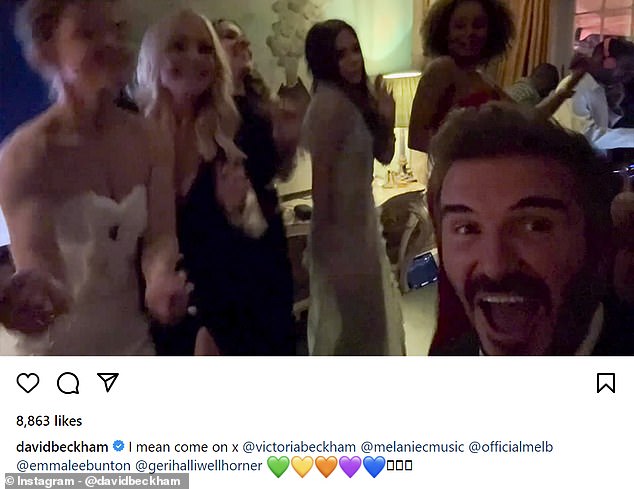 Mel B has teased multiple times this year that the Spice Girls will reunite for one last hurrah (pictured with the rest of the Spice Girls and David at Victoria's 50th birthday party in April)