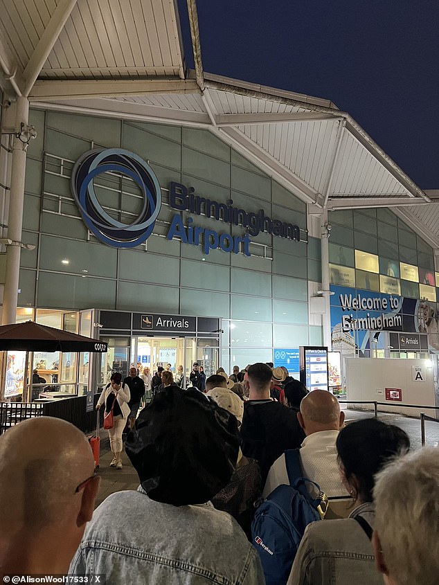 Airlines have today told holidaymakers to turn up for their flight three hours early from Birmingham Airport as huge queues continue to cause chaos