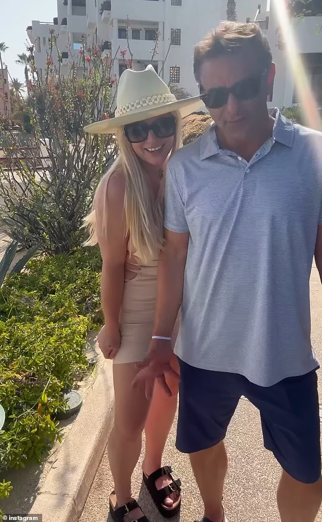 The singer, 42, who took Las Vegas by storm earlier this month, looked in great spirits as she posed up with Bryan, 47, on their sunshine break