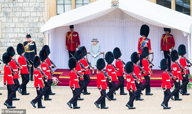 Trooping the Colour was held at Windsor Castle in front of the Queen on June 12, 2021