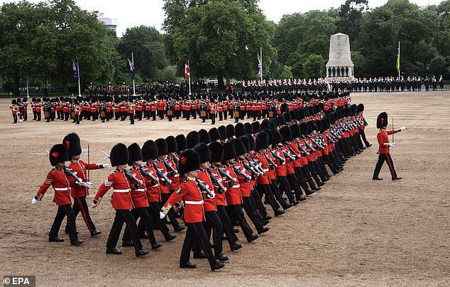 A rehearsal for Trooping The Colour 2024