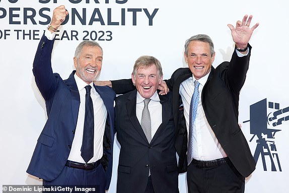 MANCHESTER, ENGLAND - DECEMBER 19: Graeme Souness, Kenny Dalglish and Alan Hansen attend the BBC Sports Personality Of The Year 2023 at Dock10 Studios on December 19, 2023 in Manchester, England. (Photo by Dominic Lipinski/Getty Images)