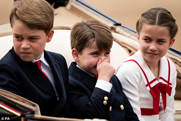 One of the main highlights of the previous Trooping the Colour is when Louis was in a carriage with his siblings and visibly held his nose and scrunched up his face as a reaction to a strong smell of horse manure