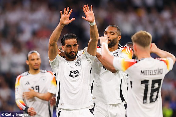 MUNICH, GERMANY - JUNE 14: Emre Can of Germany celebrates after scoring his side's fifth goal during the UEFA EURO 2024 group stage match between Germany and Scotland at Munich Football Arena on June 14, 2024 in Munich, Germany. (Photo by James Gill - Danehouse/Getty Images)