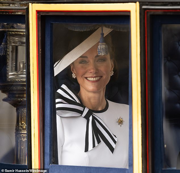The Princess of Wales leaves Buckingham Palace during Trooping the Colour in London today