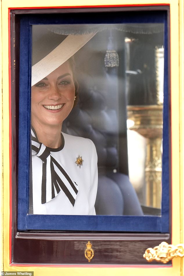 The Princess of Wales leaves Buckingham Palace during Trooping the Colour in London today