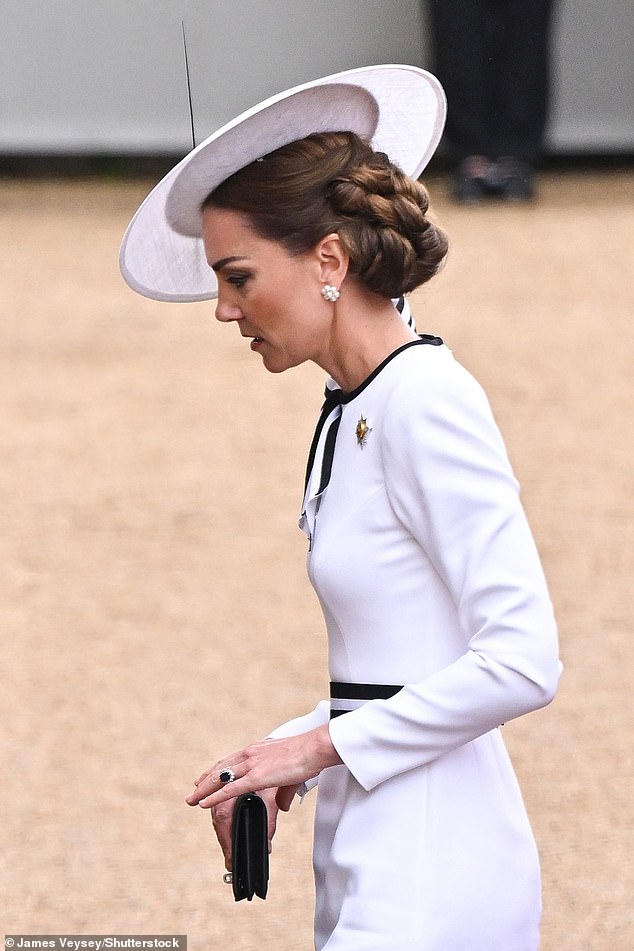 Kate arrives at Horse Guards Parade today as Trooping the Colour takes place