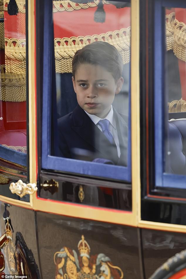 Prince George during Trooping the Colour at Horse Guards Parade in London this morning