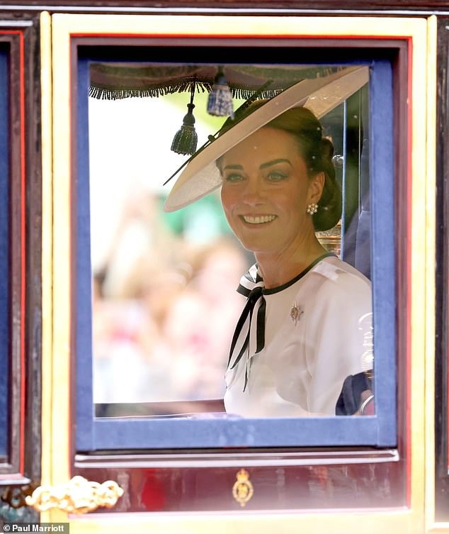 The Princess of Wales leaves Buckingham Palace during Trooping the Colour in London today