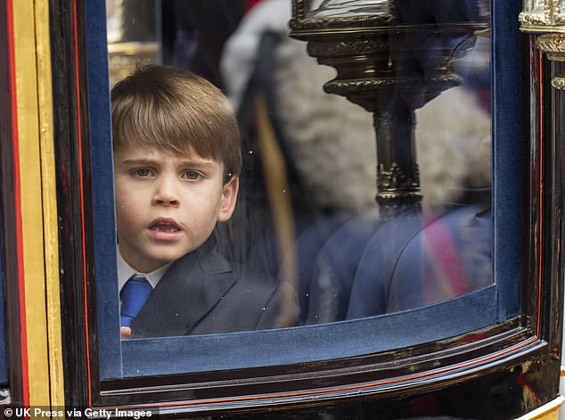 Prince Louis  looks on during Trooping the Colour in London this morning