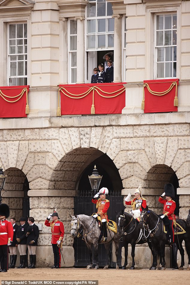 Kate, Prince George, Princess Charlotte and Prince Louis watch Trooping the Colour today