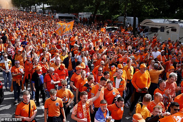 Holland supporters have taken over Hamburg in dramatic fashion ahead of their opening Euro 2024 game against Poland