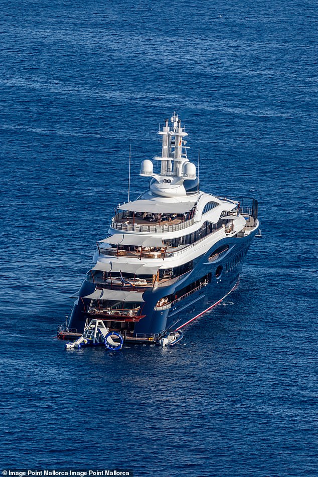 The super yacht has been spotted off the coast of Spanish island Mallorca