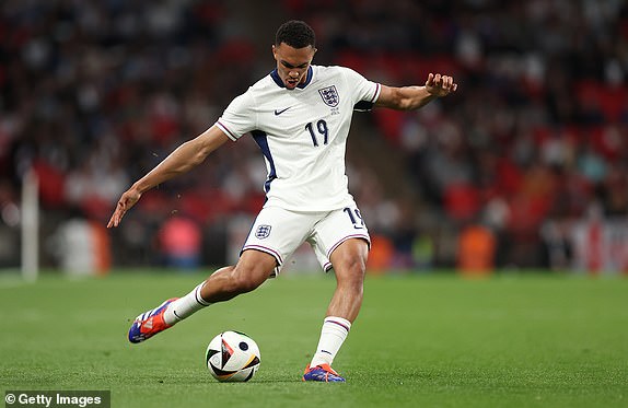 LONDON, ENGLAND - JUNE 07: Trent Alexander-Arnold of England during the international friendly match between England and Iceland at Wembley Stadium on June 07, 2024 in London, England.  (Photo by Julian Finney/Getty Images)