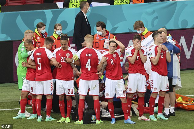 Eriksen's team-mates shielded him for privacy during the distressing scenes against Finland