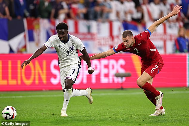 Bukayo Saka provided the assist as England made a winning start to their Euro 2024 campaign