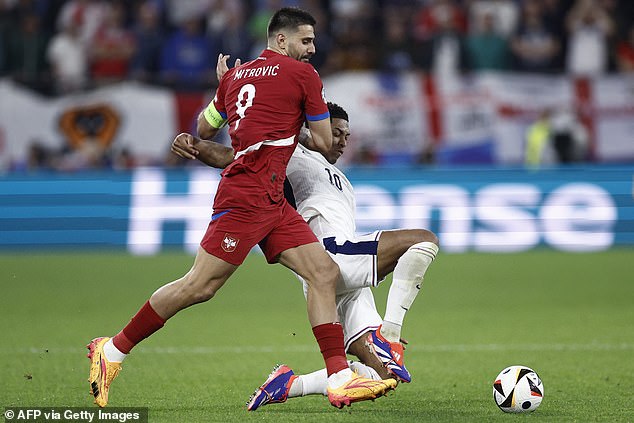 Aleksandar Mitrovic was unable to the net for Serbia and was taken off just after the hour mark