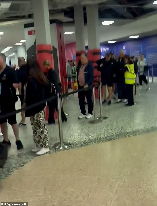 Queues were shown winding around the terminal as staff attempted to control the flow of passengers