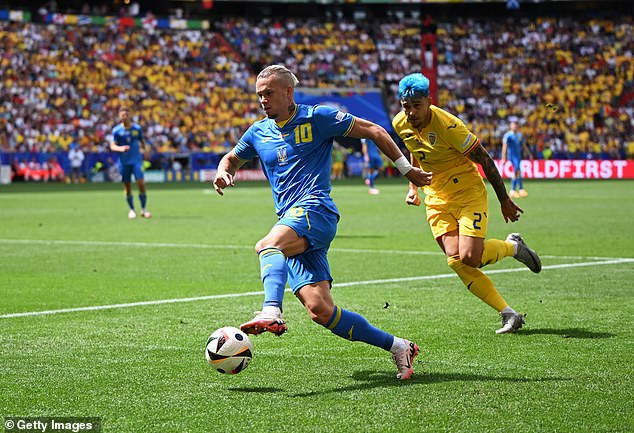 Ukraine's Mykhailo Mudryk is among the top 10 fastest players at Euro 2024 this summer