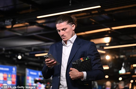 DUSSELDORF, GERMANY - JUNE 17: Marcel Sabitzer of Austria arrives at the stadium prior to the UEFA EURO 2024 group stage match between Austria and France at DÃ¼sseldorf Arena on June 17, 2024 in Dusseldorf, Germany. (Photo by Michael Regan - UEFA/UEFA via Getty Images)