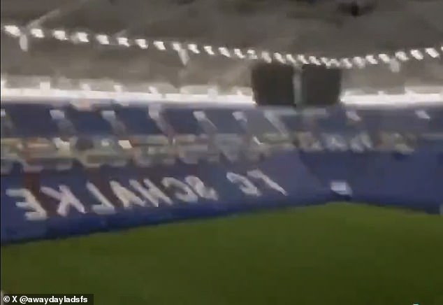 The viral video shows the German stadium was deserted but the floodlights had been left on