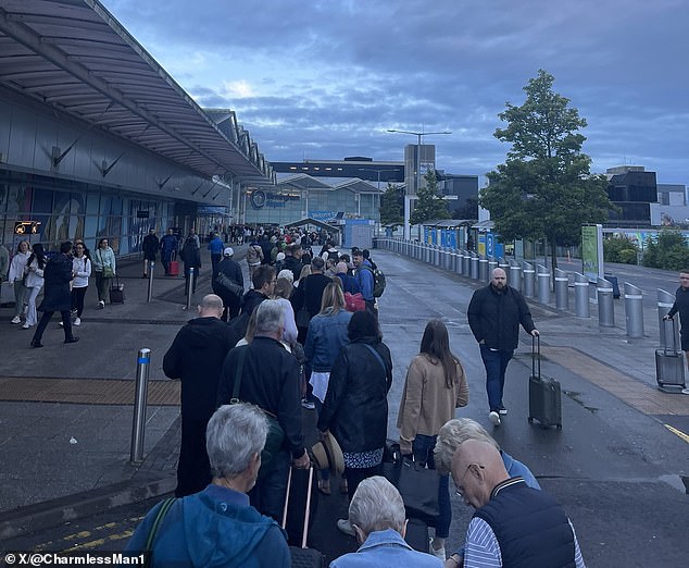 One passenger shared a photograph of the queue at around 6am on June 16, which led out the terminal in a straight line