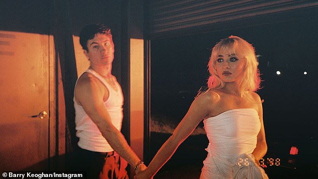 Carpenter has been dating Oscar-nominated actor Barry Keoghan for at least six months, even casting him as her leading man in her Please Please Please music video (pictured)